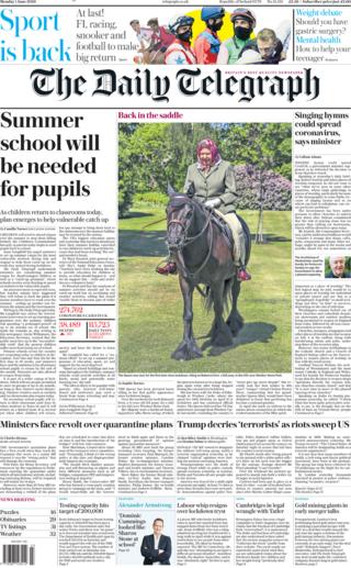 The Daily Telegraph front page 1 June