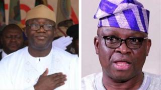 Aworan Gomina Kayode Fayemi ati Ayodele Fayose