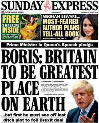 Front page of the Sunday Express