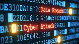 Undated file image of of a display which warns about a cyber attack