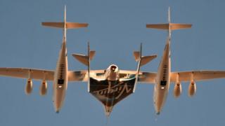 Virgin Galactic's SpaceshipTwo takes off for a suborbital test flight