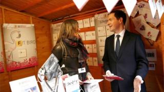 George Osborne with stall retailer at a Christmas Fair