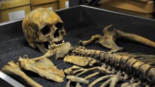 Un esqueleto guardado en el Museo de Londres