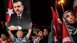 Erdogan supporters at Istanbul rally, 22 July