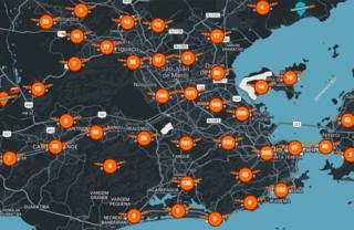 Map of shootouts in Rio, according to Amnesty International