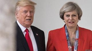 Donald Trump and Theresa May at the White House in January