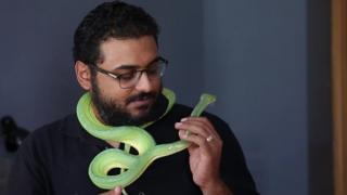 محمد مصري يهوى تربية الزواحف