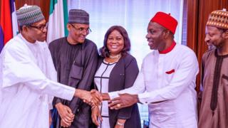 Buhari dey shake Soludo wey im appoint for Members of Presidential Economic Advisory Council (PEAC) for September 2019.