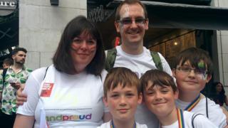 Jon Skeet with his partner Holly and their three boys