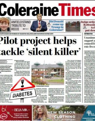 Coleraine Times front page 9/2/17
