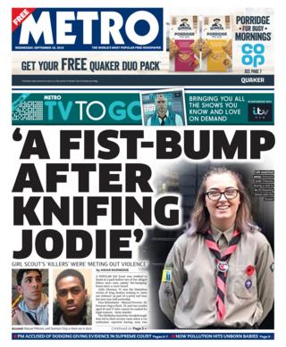 Metro front page
