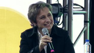 Carmen Aristegui durante el Festival 100 Mujeres