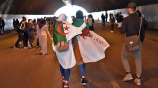 Protesters in Algiers, 5 March