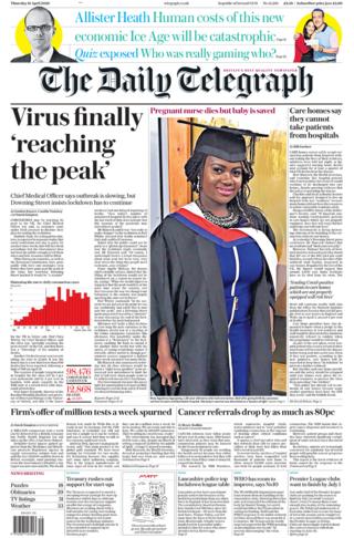 Front page of the Daily Telegraph