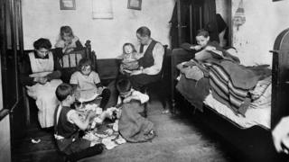 Poor family in Berlin, Germany during 1920s.