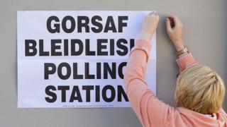 Polling station in Wales