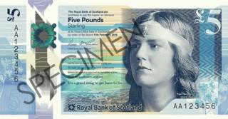 Specimen of new £5 note featuring Nan Shepherd