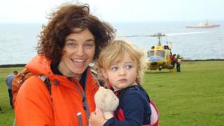 Penny Granger on Tristan da Cunha with her daughter, Elika