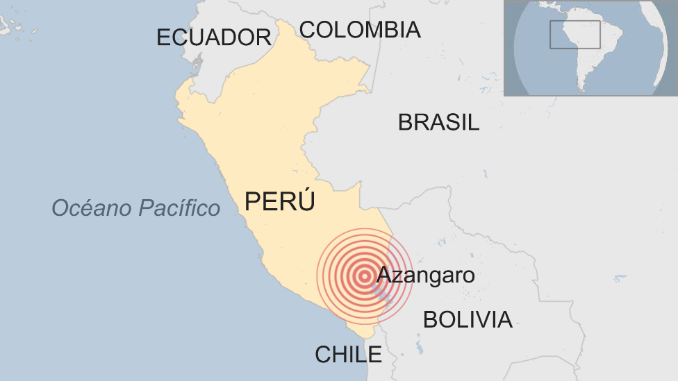Mapa situando el epicentro del terremoto.