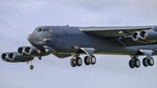 The B52 coming into land at Mildenhall