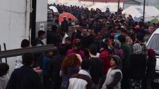 Migrants on the Greece-Macedonia border