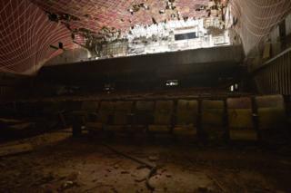 The gutted interior of Delhi's Uphaar cinema after a fire destroyed it in 1997.
