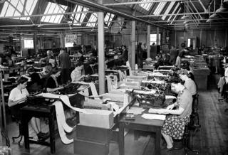 Typing office during the Bank of England's evacuation to Hampshire during WW2