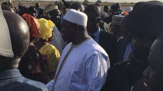 Adama Barrow arrives back in Banjul. (Image from President Barrow's Twitter feed)