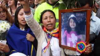 Funeral ceremony for 7-years old killed Yuliana Andrea Samboni Munoz, in Bogota, Colombia, 07 December 2016