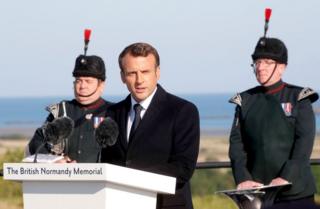 Mr Macron gives a speech