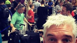 Phillip Schofield posts a photo of delays at Heathrow