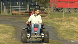 Sion Pearce on his six-wheel hybrid wheelchair Hexhog