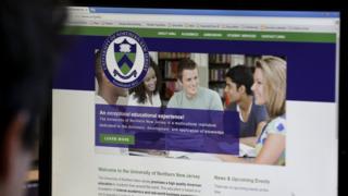 The website for University of Northern New Jersey, a phony university set up by US authorities