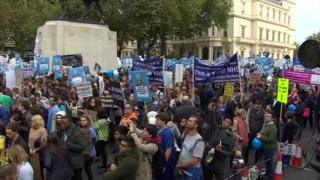 Doctors have been assembling to protest in central London