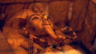 Sarcophagus of King Tutankhamun, at his newly restored tomb in the Valley of the Kings, Egypt (31 January 2019)