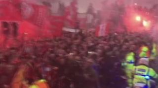 View from the Manchester City bus arriving at Anfield