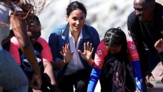 Meghan, the Duchess of Sussex, meets members of the NGO Waves for Change