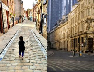 Boy alone on Whitby Street and empty London street