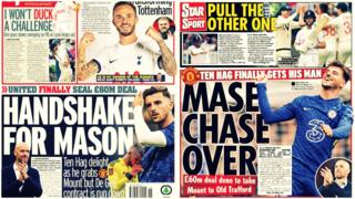 The Mirror and Star back pages show Man Utd target Mason Mount