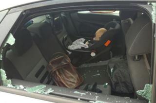 Smashed car window