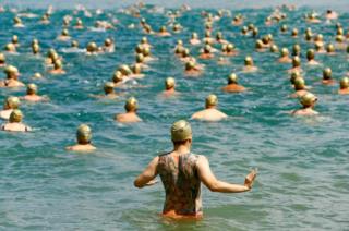 Swimmers in Lake Zurich