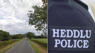 The A5104 near Bryneglwys and police generic pic
