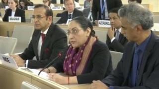 యూఎన్హెచ్ఆర్సీలో మాట్లాడుతున్న విజయసింగ్ ఠాకుర్