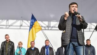 Михайло Саакашвілі під час протестів у Києві