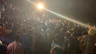 Crowds celebrating the Hindu festival near Amritsar, India