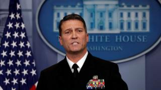 Ronny Jackson answers question about US President Donald Trump's health after the president's annual physical during the daily briefing at the White House in Washington DC, US, 16 January 2018