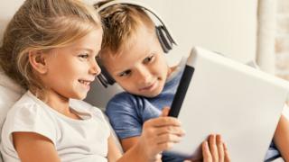 Children using a tablet