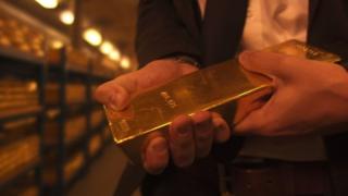 Bar of gold in the Bank of England vaults