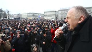 Микола Статкевич на мітингу