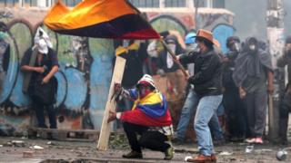 Manifestantes en Quito.